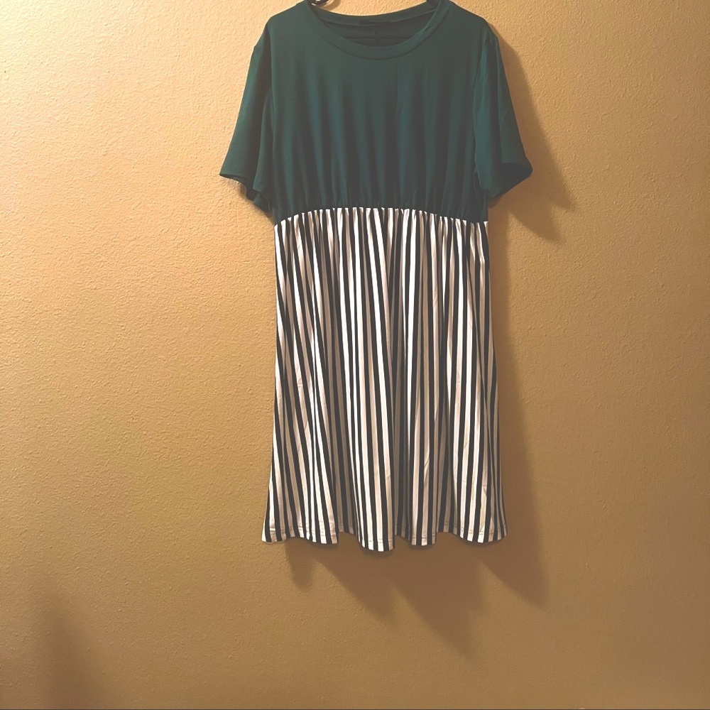 Shein Plus Stripped Spliced A-Line Dress